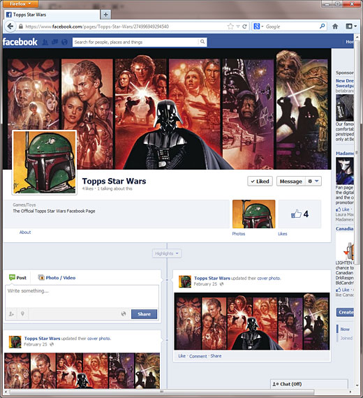 Facebook Topps Star Wars page